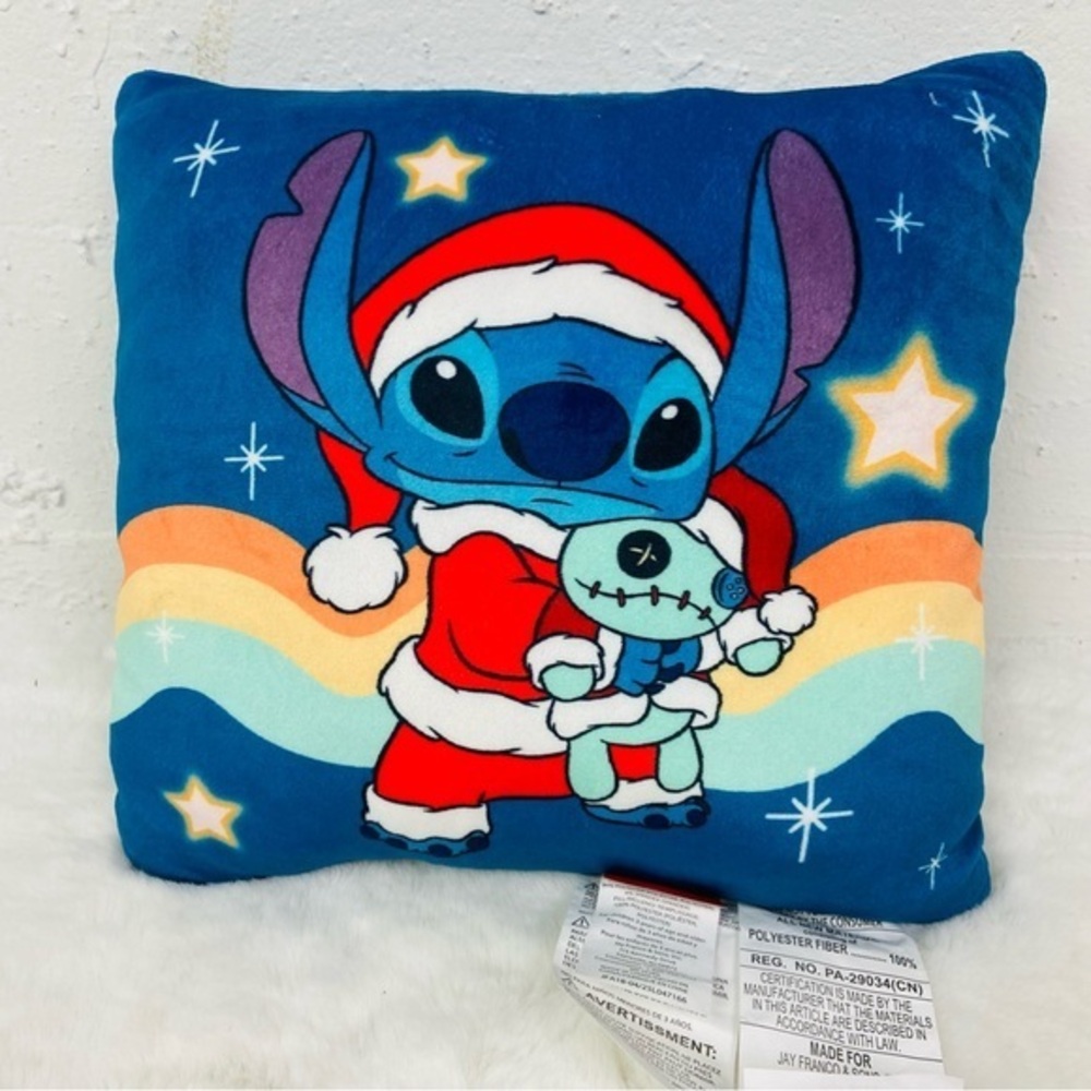 NWOT Disney Stitch Christmas Holiday small blue Pillow